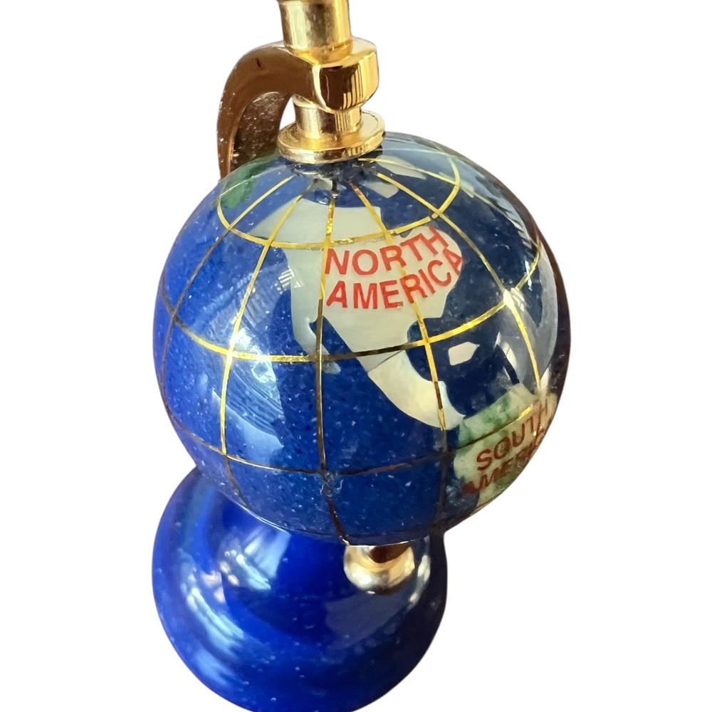 VTG MACHELI Miniatures Globe Crafted w Lapis Lazuli Jade Amethyst Tiger’s Eye